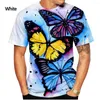 Camisetas masculinas 2023 Moda de verão Homens e mulheres Butterfly Casual Manga curta 3D T-shirt