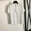 T-Shirt Femme Manches Courtes Chemisier Tops Perle Nail Drill Casual Match Slim Fille Noir Blanc Avec Col Ras Du Cou T-shirts