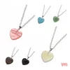 Collane con ciondolo Pendenti in pietra naturale a forma di cuore Guarigione Chakra Reiki Love Charm Bk per creazione di gioielli Consegna di goccia all'ingrosso Dh8B9