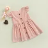 Mädchenkleider, Sommerkleid für kleine Babys, Ärmel, Rundhalsausschnitt, schlicht, ausgehöhlt, knielang, lässiges Kleid, 1–5 Jahre