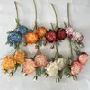 Decorative Flowers Silk Fake Artificial Peony Home Bedroom Floral Decoration Blue Rose Red Simulation Flower Burnt Edge Peonys Branches