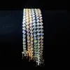 Fine Hip Hop Biżuteria 3 mm D Color vvs moissanite pierścienia mozaikowa bransoletka tenisowa