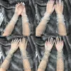 Five Fingers Gloves Polka Dot Lace Long Female Semi Sheer Mesh Tulle Sun Protection Mittens XX9D