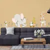 Adesivos de parede desenho anime anime elefante girafa feliz história infantil decoração de decoração anti -areia e à prova d'água