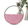 Bolsa de sacola novas lantejoulas com diamante em forma de coração redondo jantar para mulheres insear bolsas de strass 230304