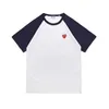 COM Men's T-shirts Grey Blue CDG Play Red Heart Embroidered Single Heart short Sleeve Embroidery Heart black Tee Women