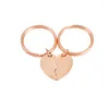Keychains 10Pairs/Lot Mirror Polish Stainless Steel Blank Split Heart Key Chains For DIY Making Women Men Lover Jewelry