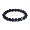 Brins de perles Perles noires emmêlées Tigres Oeil Pierre Strand Bracelet Amitiés Bouddha Yoga Étirement pour Femmes Hommes Bijoux Drop Deliv Dhp97