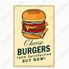 Vintage Kitchen Rules Plack Burgers Fries Metal Tin Sign Cafe Home Room Decor Fast Food Metal Plate Dinning Wall Poster 30x20cm W03