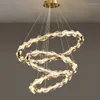 Lustres Moderne Cristal Led Pour Salle À Manger Salon Cuisine Chambre Plafond Lampes Suspendues Trichromatiques Or Suspensions