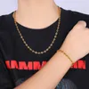 Chains Wholesale Jewelry -- Gold Color 60cm 316L Titanium Steel Hiphop Coffee Bean Necklaces For Men Fashion Jewlery No Fade