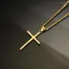 Pendant Necklaces Fashion Summer Men's Choker Chain Cross Necklace Small Gold Color Religious Jewelry For Women 2023 Wholesale