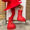 Big Red Boot Men Women Lomen Rain Designer Boots Высококачественные толстые дно без липких пинеток мужские Rainboots Резиновая платформа Bootie Round 5138442