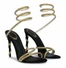 Rene Caovilla Jewel Top-quality Renes Craftsmen Italian Margot Sandals Shoes Crystal-embellished Strappy High Heels Party Wedding Dress Lady Gladiator