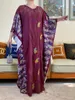 Vêtements ethniques 2023Dubai style manches chauve-souris africaine Abaya DashikiFlowers motif imprimé Islam Lady élégante été Maxi robes décontractées