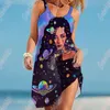 Robes décontractées Mode Été Funny Face 3D Imprimé Graphique Rétro Robe Femmes Soirée À Manches Courtes Bretelles Sexy Fille Hawaïenne
