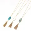 Pendant Necklaces Oval Hexagon Stone Tassel Turquoise For Lady Brand Jewelry Drop Delivery Pendants Dhkqs