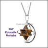 Pendant Necklaces Natural Crystal Quartz Rotate Merkaba Star Stone Chakra Necklace Hexagonal Pointed Energy Reiki Healing For Women Dhxtg