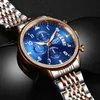 Wallwatches LIGE 2023 Luminous Fashion Watches Top Brand con todo el acero Luxury Sport Chronograph Quartz Watch Men Box