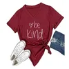 Women's T Shirts 2023 Summer Factory Spot Ladies Top BE KIND Print Round Neck Short Sleeve T-Shirt