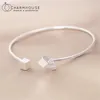 Pulseira pura pulseira de prata para mulheres cubo geométrico charme pulseiras abertas pulseira femme jóias de Natal acessórios