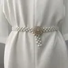 Belts Fashion Temperament Elastic Waist Chain Women's Belt Rhinestone Diamond Pearl Dress Skirt Slim GirdleBelts