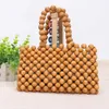 Women's ethnic women's bag wooden bead mobile phone summer beauty beach round craft 230304