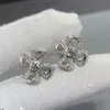 Buigari Clover Designer Dangle Kolczyki dla kobiety złota platowane 18K Luksusowa diamentowa biżuteria klasyczny styl oficjalny reprodukcje prezent rocznicowy 023