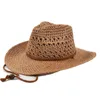 Boinas western wear decoração de decoração chapéus de cowboy para homens mulheres com banda respirável à prova de vento Begie Bucket Knit Big Hat Beach Summerberets