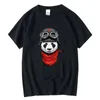 Men's T Shirts Men's Top Qualitycotton Funny Panda Pilot Print Shirt Loose Summer Knitted Fabric Men Tshirt O-neck T-shirt Male Tees