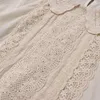 البلوزات النسائية ربيع القطن لون القطن طويل الأكمام فضفاضة Mori Gril Doll Top Lace Top Fwomen