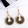 Dangle Earrings Gypsy Bohemian Women's Green Silk Hollow Water Drop Jhumka Handmade Ethnic Gold Color Alloy Earring