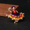 Brooches Enamel Dancing Ballet Girl Rhinestone Brooch Pin For Women Party Wedding Dancer Skirt Clothing Jewelry Gifts