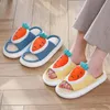 Pantoufles chambre mignon dessin animé carotte femmes printemps été respirant dames lin diapositives étage Couples chaussures