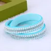 Bracelets de charme 1 PC/lote 2023 Jóias de moda de chegada Bracelete de couro de cristal branco de cristal branco Bracelete de couro para mulheres Party Party