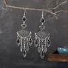 Dangle Küpeler Vintage Etnik Uzun Fan şeklindeki Kristal Kadınlar İçin Boho Renkli İçi Boş Su Damlası Püskül Takı