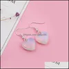 Urok miłosne serce naturalny kamień kolczyki różowy niebieski piasek Dangle dla kobiet prezent upuszczenie biżuterii Dhl2d