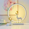 Lâmpadas de mesa Lâmpada LED Quarto Circular Desk para sala de estar de cabeceira Touch Touch Dimmable Night Lights Deer Decoração