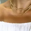 Cadenas Collares de cuello ancho de huesos planos Collar de cuentas de moda Declaración Collar Collar Femenino
