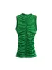 Casual Dresses 2023 Kvinnor Summer Green Pleated Dress Sexiga damer ärmlös Hip Package Party Mini Dress Casual