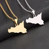 Anhänger Halsketten Mode Italien Sizilien Karte Halskette Für Frauen Männer Gold Silber Farbe Edelstahl Italienische Sicilia Schmuck Geschenke