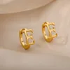 Boucles d'oreilles avec lettre initiale pour femmes, en acier inoxydable, Piercing, bijoux à la mode, cadeau, A-Z