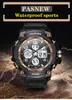 Armbandsur Pas Professional Sports Watches Men Big Dial Led Digital Analog Quartz 50m Waterproof Men's Reloj Hombre