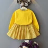 Ensembles de vêtements 3 pièces automne bébé filles vêtements dessin animé coréen mignon coton T-shirt jupe sac enfants Boutique tenues pour enfants ensemble 1976