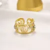 Hollow Sunflower Diamond Ancient Family Hand Ring Female Luxury Ornament