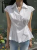 Women's Blouses Celmia Elegant Shirts Oversize Buttons Up Korean Fashion 2023 Summer Women Stylish Blusas Pleats Short Sleeve Femininas