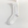 Mulheres meias brancas babados com babados fofos fofos de flor roxa jk lolita algodão meia para meninas respiráveis ​​primavera outono harajuku calcetinos