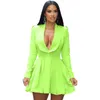 Robes décontractées élégantes Mini Blazer robe femmes travail Club Colorblock taille haute à manches longues fête Vestidos Streetwear