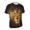 Męskie koszulki T-Summer T-Shirt Lion 3D Męski Kostium ulicy Hip-Hop Street Zabawny