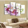 Papéis de parede 4pcs Moth Orchid Flowers Canvas Arte de parede Pintura a óleo Decoração para casa para sala de estar